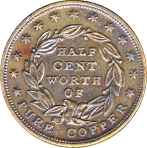 Half and one cent were minted