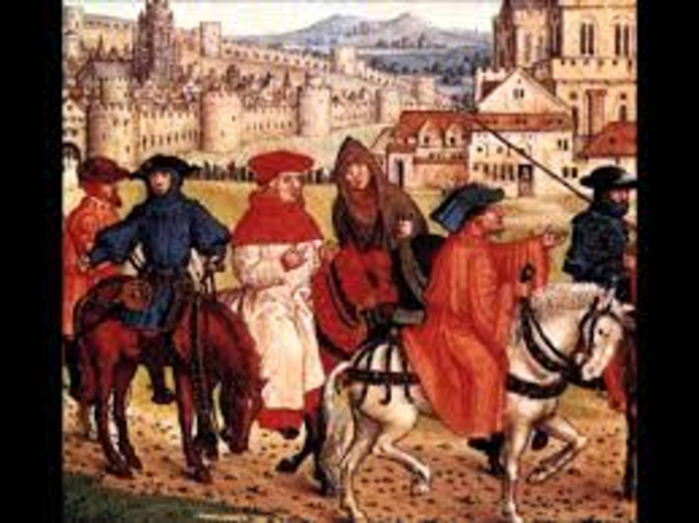 1387 Chaucer writes The Canterbury Tales