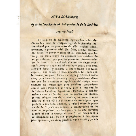 Acta Solemne de la Declaración de Independencia de la América Septentrional