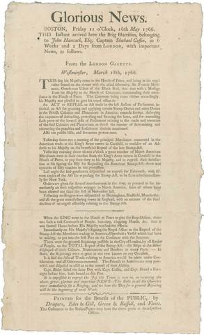 Repeal of Stamp Act and Passage of Declaratory Act