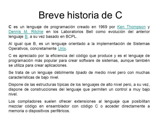 historia de c