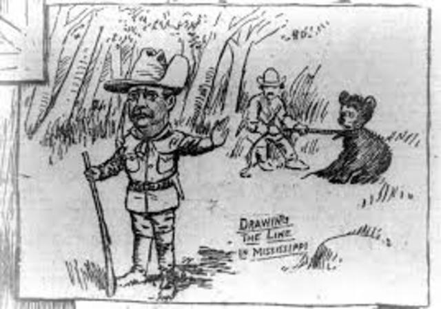 Encounters bear cub while hunting- nicknamed “teddy” 1902