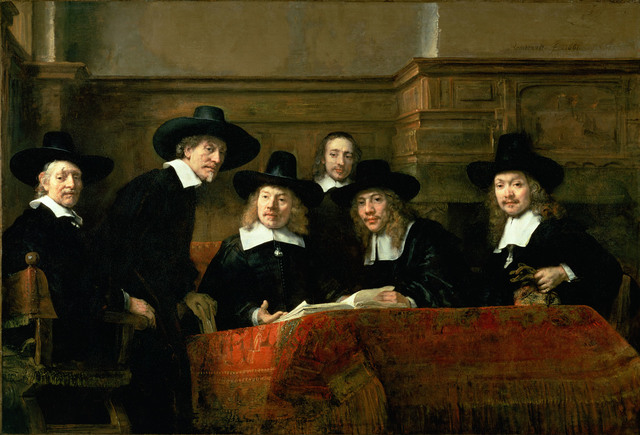 Rembrandts schildert de Staalmeesters