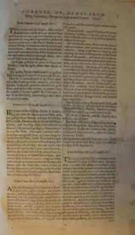 Newspapers are first published in London