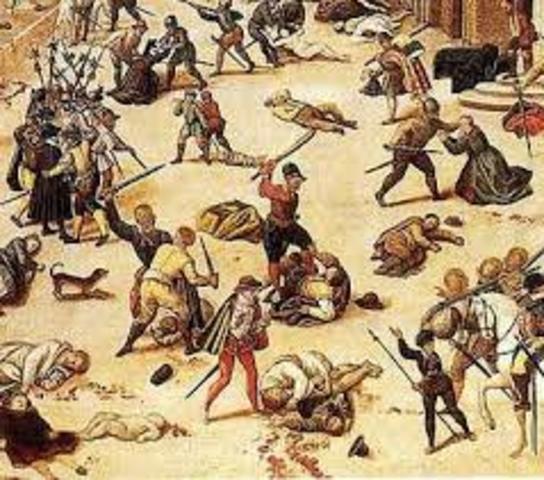 King Charles IX orders St Bartholomew's Day massacre of Huguenots