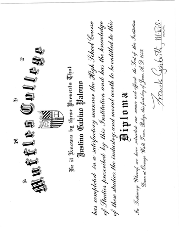 Me Recibi de MUffles College High School