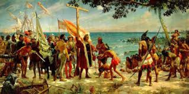 Columbus lands in the Americas