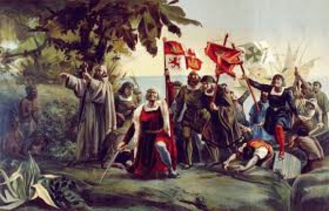 Columbus lands in the Americas