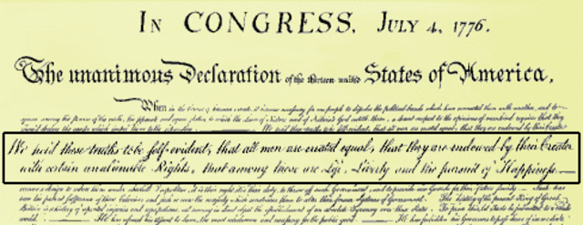 The US Declaration of Independence declares all MEN are Created Equal