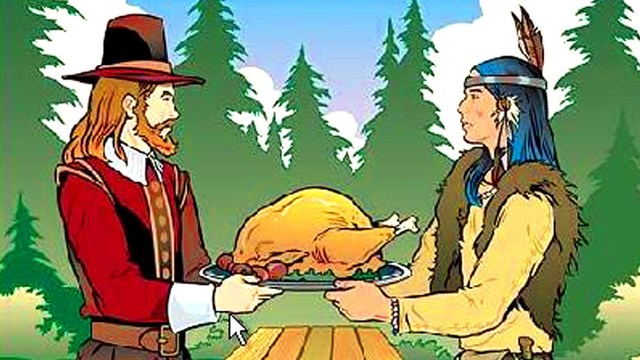Pilgrims Celebrate First Thanksgiving