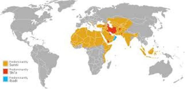 The Shia and Sunni (633 C.E. <-- the century after Muhammad’s death)