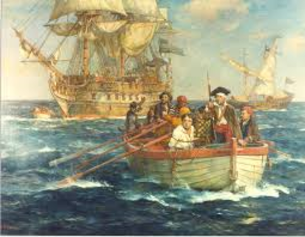 The Mayflower lands at Plymouth Rock, Massachusetts