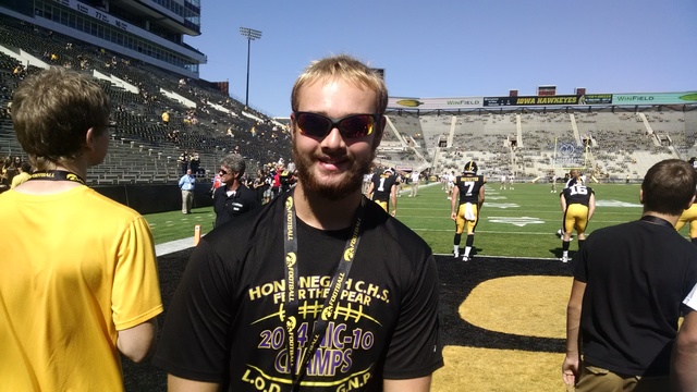 en el campo de fútbol americano en el Iowa