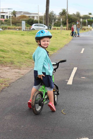 Jessica first lers how to ride her bike