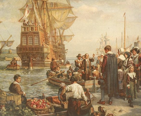 Mayflower Compact arrives at Plymouth
