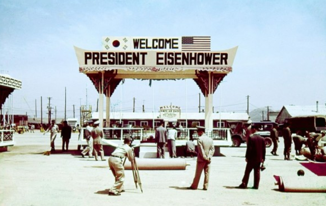 President Eisenhower visits Korea, fulfilling his campaign promise