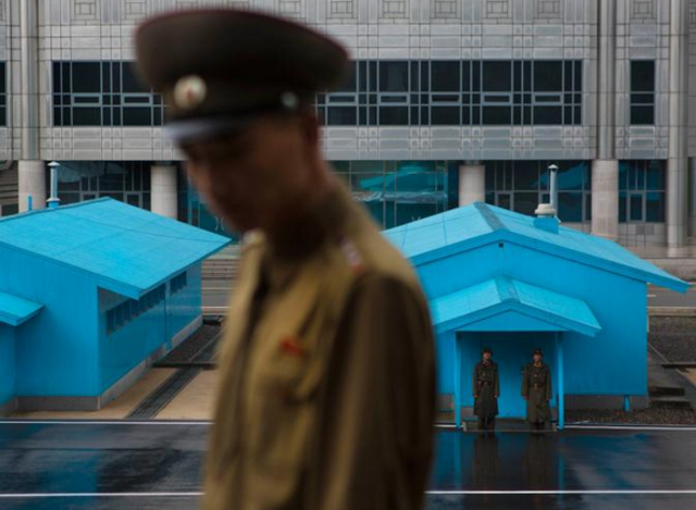 Korea is divided at the 38th parallel by the United Satates and soviet union