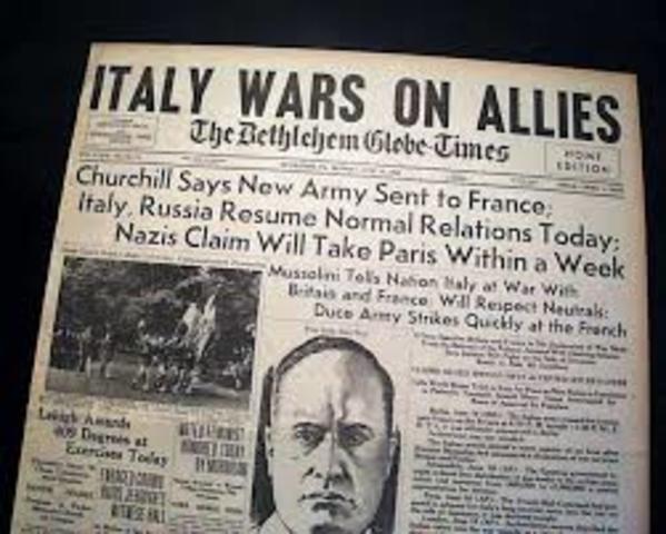 Italy enters war on side of Axis powers