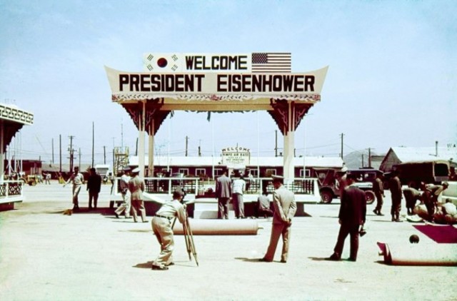 Eisenhower visits Korea,fufilling his campaign promise.
