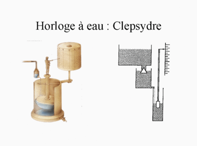 Les clepsydres (horloges à eau) furent probablement inventées vers 1600 av. J-C.