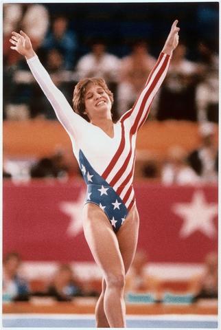 Mary Lou Retton Earns the All-Around Title in Gymnastics