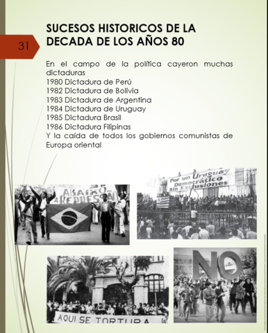 SUCESOS HISTORICOS DE LADECADA DE LOS AÑOS 80