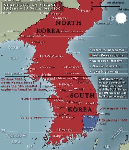 North Korea invades South Korea