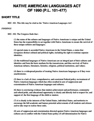 Native American Languages Act