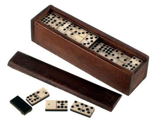 Wooden boxed domino set