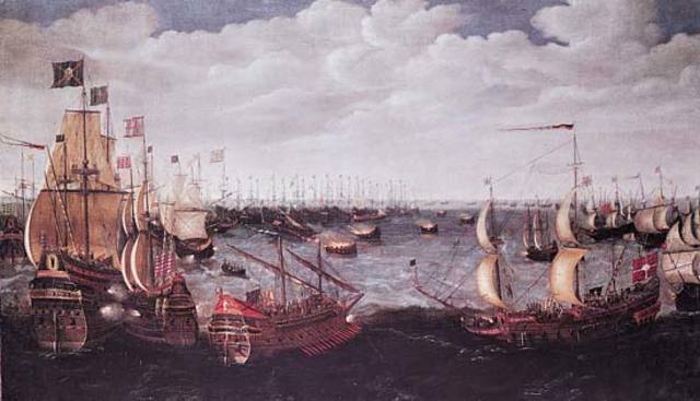 British navy beats Spanish armada