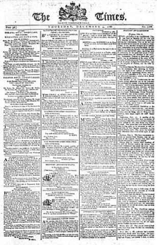 First edition of "The Times" newspaper is published