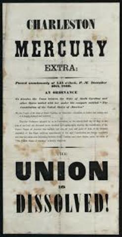 South Carolina Secedes from the Union