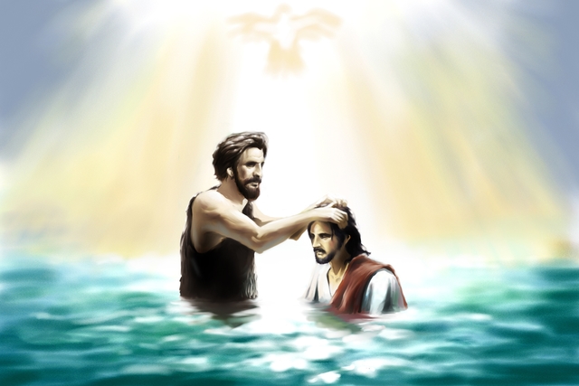 Jesus is baptized