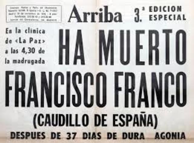 Death of Franco and restoration of Democracy as a "Constitutional Monarchy"