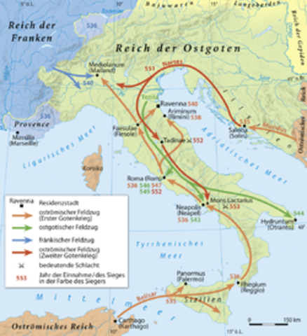 Ostrogoths defeat Franks