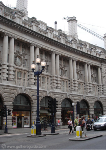 Las fachadas de Regent Street, Londres
