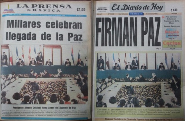 La  firma de los acuerdos de paz