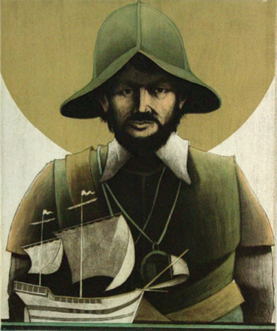 Amadas and Barlowe claim North Carolina area for England.