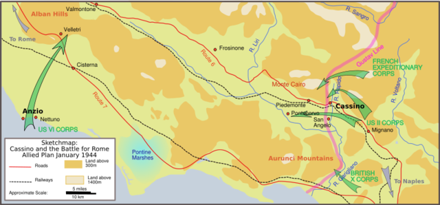 First attack toward Cassino, Italy.