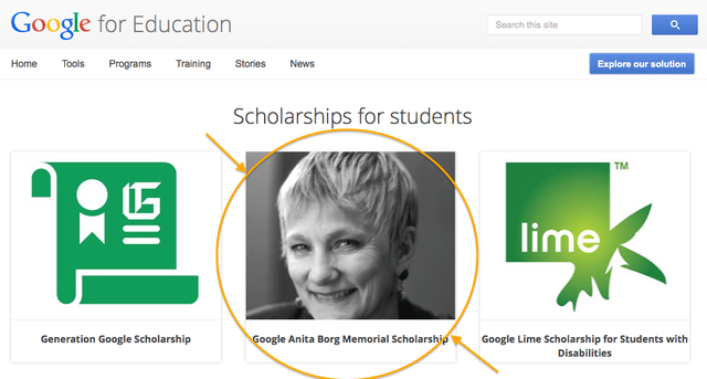 Ads of the first winners of the Google Anita Borg Scholarship