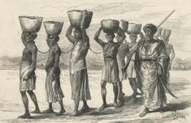 Brittain begins the slave trade in Africa