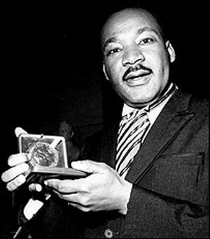 King receives the Nobel Peace Prize for his nonviolent methods to racial violence in America.