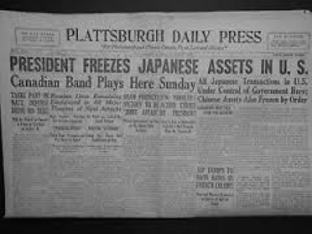 FDR freezes Japanese asserts in America