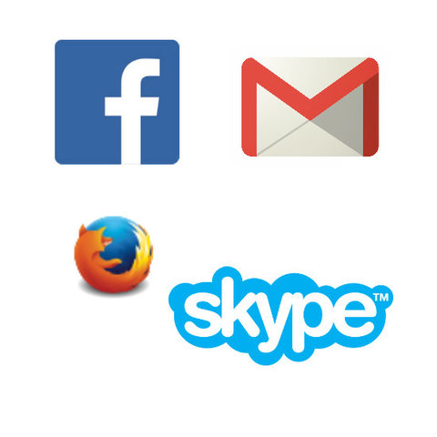 Skype, Facebook, Moxila Firefox, Gmail.