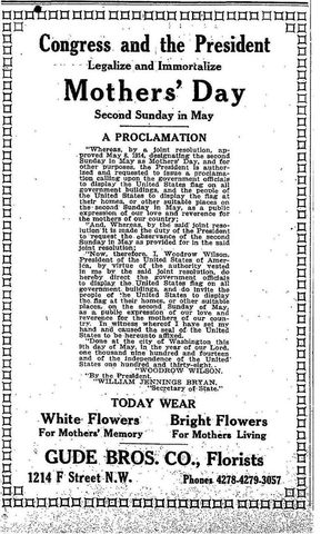 Wilson-Establishes Mother's Day