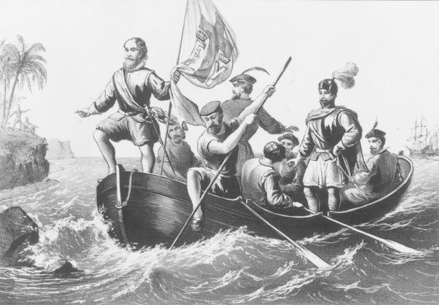 Columbus arrives in America