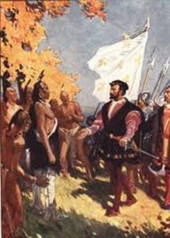 Jacques Cartier rencontre avec les indigènes