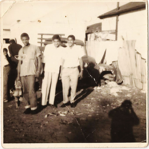 Carl and his brothers with friends in the area