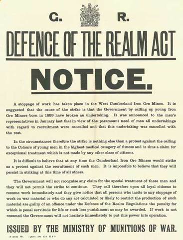 The Defence of the Realm Act (DORA) introduced