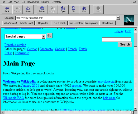 Primera version de Netscape Navigator